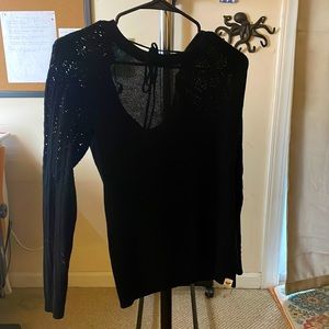 Black cross, knitted, backless sweater